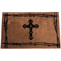 Cross and Barbed-Wire Rug in Chocolate 24" x 36"