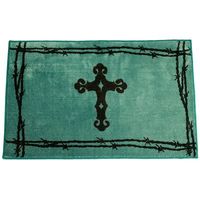 Cross and Barbed-Wire Rug in Turquoise 24" x 36"