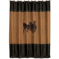 Three Horses Brown Faux Leather Shower Curtain