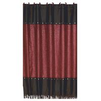 Silver Studs Faux Lleather Shower Curtain -Red
