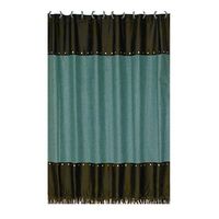 Silver Studs Faux Lleather Shower Curtain -Turquoise