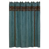 Teal Blue Faux Suede Shower Curtain