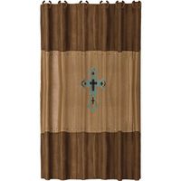 Embroidered Turquoise Cross Shower Curtain