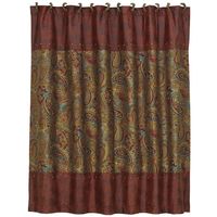 Paisley Red Faux Leather Shower Curtain