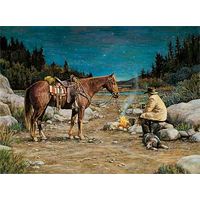 Lighted Wrapped Canvas The Hour Before Dawn - Cowboy