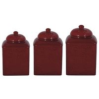 Three- Piece Square Canister Set -Red