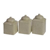 Three- Piece Square Canister Set -Taupe