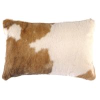Brown and White Hair on Hide Leather Pillow