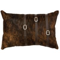 Dark Brindled Hair in HIde with Mesa Espresso Leather Straps Pillow