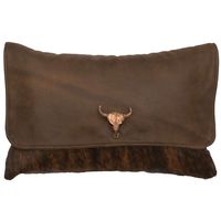 Dark Brindled Hair on Hide with Timber Leather Flap Pillow