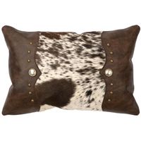 Dark Brown Speckled Hair on HIde with Texas Leather Sides Pillow