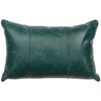 Peacock Leather Pillow with Stitching