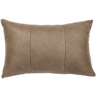 Silver Fox Leather Pillow with Stitching