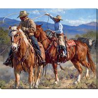 Learnin' the Ropes - Cowboys Wrapped Canvas Art Print