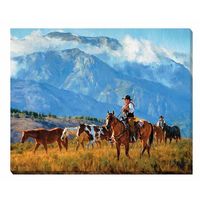 End of the Day - Cowboys Wrapped Canvas Print