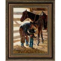 Introductions - Cowboy & Son Framed Canvas Art Print