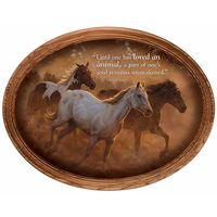 Gold Run - Horses Framed Oval Canvas Art
