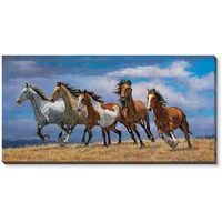 Over the Top - HorsesPanoramic Wrapped Canvas Art Print