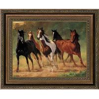 Home Run - Horses Framed Canvas Art Print