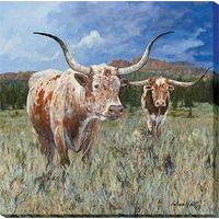 Mavericks - Longhorn Cattle Wrapped Canvas Art Print