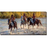 On the Shimmering Trail - Native Americans Wrapped Canvas Print