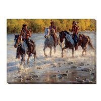 On the Shimmering Trail - Native Americans Wrapped Canvas Art