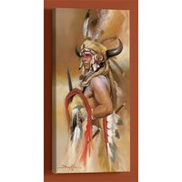 Look of War - Native American Warrior Wrapped Canvas Art Print