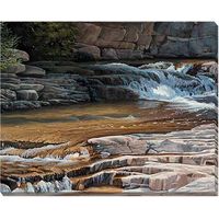 Golden Waters - Waterfall Wrapped Canvas Art Print