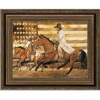 Cowboy Up America Framed Canvas Art Print