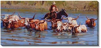 When the Water's Deep - Cowboy Wrapped Canvas Art Print