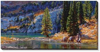 Leaving Bloomington Lake - Cowboy Wrapped Canvas Art Print