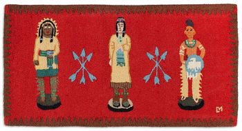 Cigar Store Indians 2' x 4' Hooked Wool Rug