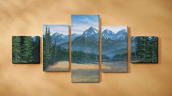 Rocky Mountain - Mountains Large Quintet Wrapped Canvas Art, Set/5