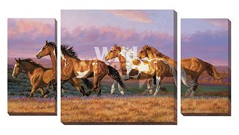 Sunset Cruise - Horses Wrapped Canvas Set/3