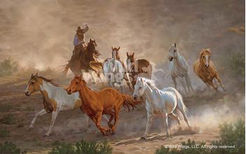 Tumalo Round Up - Horses & Cowboy Art Print