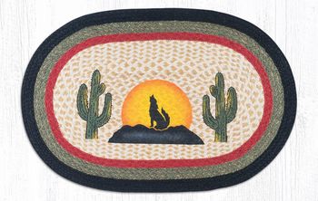 Coyote Silhouette Oval Patch Rug