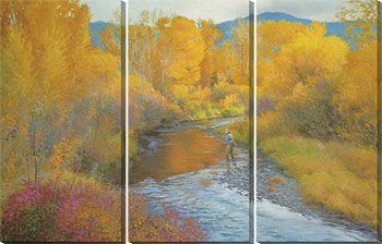 Angler's Autumn Set of 3 Wrapped Canvas Prints