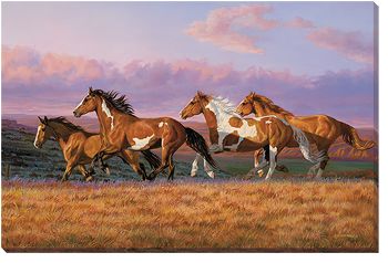 Sunset Cruise - Horses Wrapped Canvas