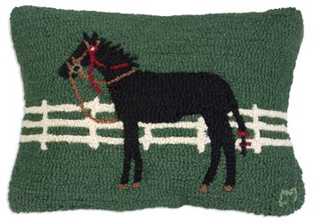 Horse Hooked 100% Wool Pillow