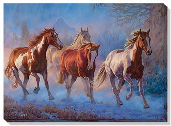 Twilight - Horses Wrapped Canvas Art Print