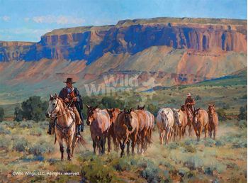 Red Rock Remuda - Cowboys Wrapped Canvas by Jason Rich