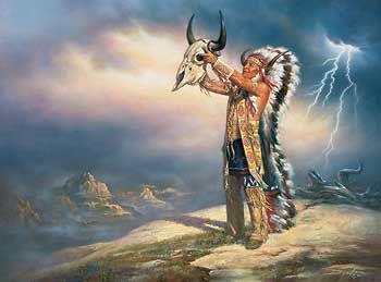 Sacred Storm - Native American Wrapped Canvas by Russ Docken