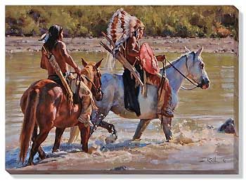 Into the Sun - Native Americans Wrapped Canvas Art Print