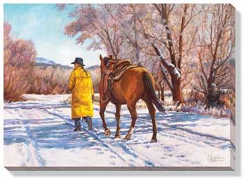 Making Tracks - Cowgirl Wrapped Canvas Art Print