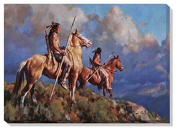 Prairie Scouts - Native Americans Wrapped Canvas Art Print