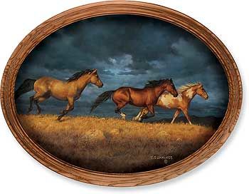 Thunder Ridge - Horses Large Canvas Oval
