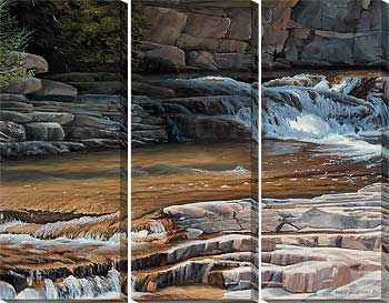 Golden Waters Set of 3 Wrapped Canvas Prints