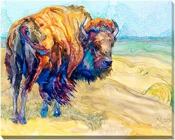 Changing Time - Bison Wrapped Canvas Art Print