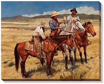 Before the Wire - Cowboys  Wrapped Canvas Art