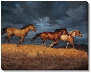Thunder Ridge - Horses Wrapped Canvas by Chris Cummings